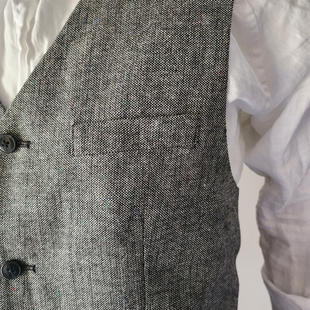Alan Flusser Men's Size Large Waistcoat Vest Wool Blend Gray & Paisley A20 - Picture 5 of 10